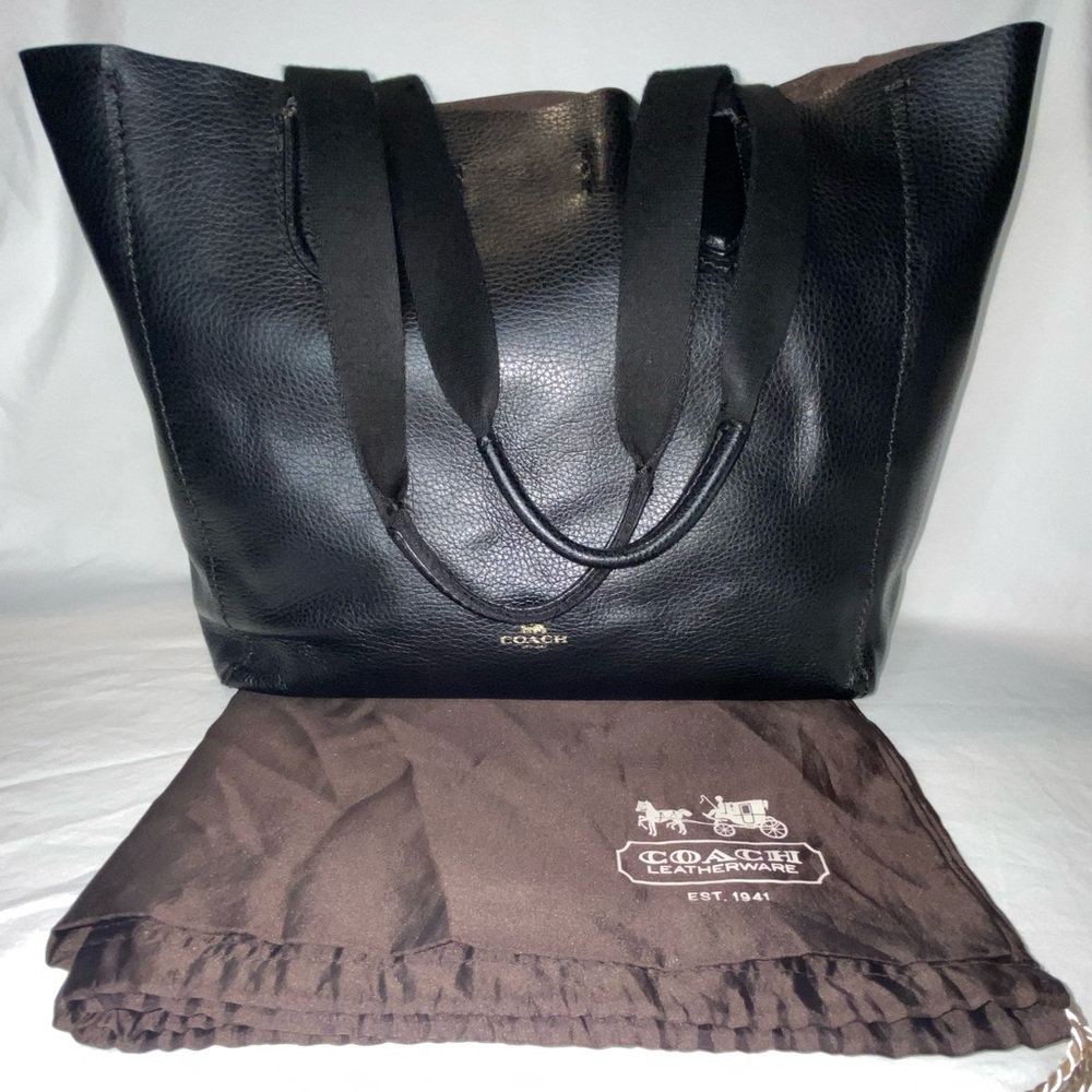 Coach Darby pebbled black leather tote bag - Picture 2 of 16